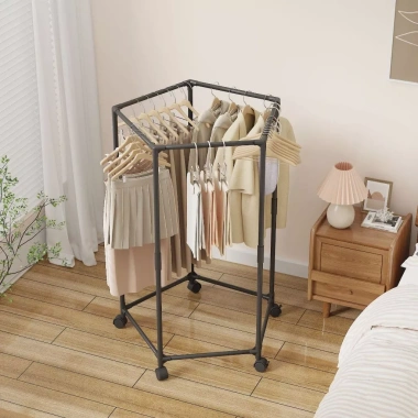 Giá phơi quần áo lục giác di động đa chức năng, treo mũ áo, dùng ban công, chỉ 150.000₫
