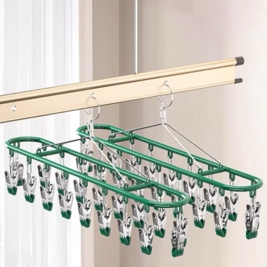 Giá phơi tất 18 kẹp thép không gỉ - móc treo sấy nhỏ giọt, giảm còn 65.000₫