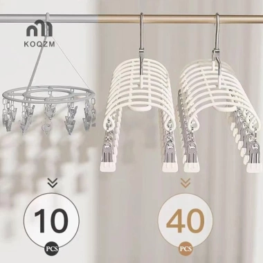 Giá phơi tất thép không gỉ 20 kẹp đa năng sấy tất, đồ lót, quần áo trên ban công