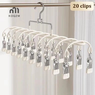 Giá phơi tất thép không gỉ 20 kẹp đa năng sấy tất, đồ lót, quần áo trên ban công