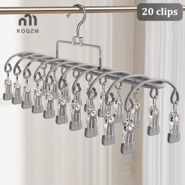Giá phơi tất thép không gỉ 20 kẹp đa năng sấy tất, đồ lót, quần áo trên ban công
