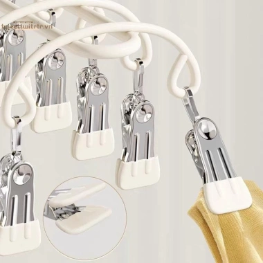 Giá phơi tất thép không gỉ 20 kẹp - Thiết kế mới, đa chức năng sấy tất, đồ lót, quần áo trên ban công