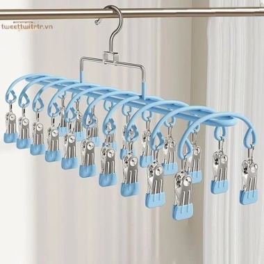 Giá phơi tất thép không gỉ 20 kẹp - Thiết kế mới, đa chức năng sấy tất, đồ lót, quần áo trên ban công