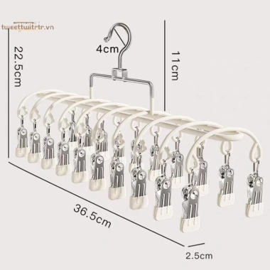 Giá phơi tất thép không gỉ 20 kẹp - Thiết kế mới, đa chức năng sấy tất, đồ lót, quần áo trên ban công