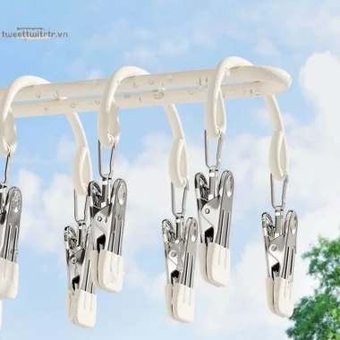 Giá phơi tất thép không gỉ 20 kẹp - Thiết kế mới, đa chức năng sấy tất, đồ lót, quần áo trên ban công