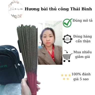 Giá sỉ 10 bó hương 100 nén - Trầm hương bài bắc thơm Thái Bình 38cm thủ công không hoá chất