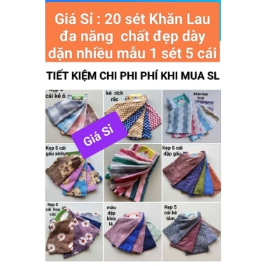 Giá Sỉ 20 Set Khăn Lau Đa Năng Kẹp 5 Cái - Chất Dày, Siêu Thấm Nước, Giá 244k 2 Giá Sỉ 20 Set Khăn Lau Đa Năng Kẹp 5 Cái - Chất Dày, Siêu Thấm Nước, Giá 244k 2