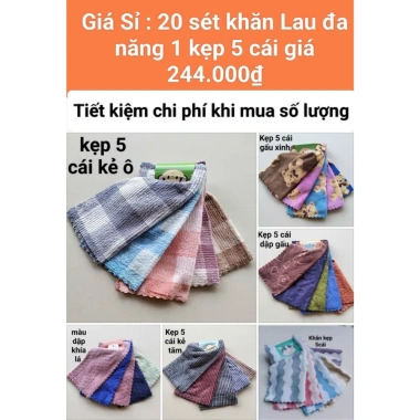 Giá Sỉ 20 Set Khăn Lau Đa Năng Kẹp 5 Cái - Chất Dày, Siêu Thấm Nước, Giá 244k 7 Giá Sỉ 20 Set Khăn Lau Đa Năng Kẹp 5 Cái - Chất Dày, Siêu Thấm Nước, Giá 244k 7