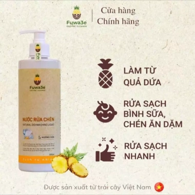 GIÁ SỈ Nước rửa chén Fuwa3e hương dừa 500ml - An toàn sinh học, lên men từ dừa & bồ hòn, 75.000 VND
