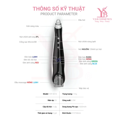 GIÁ SỐC Máy Hút Mụn Nóng Lạnh YDF 001S - Chườm Ấm Khóa Lạnh, Se Khít Lỗ Chân Lông - Hàng Hãng 199k 9