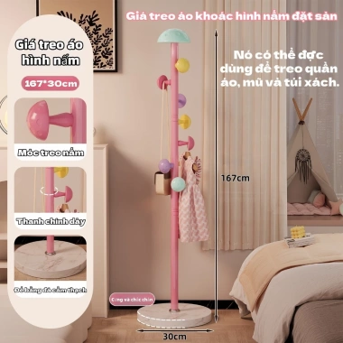 Giá treo áo hình nấm đa màu sắc Kiểu đứng tiết kiệm không gian phòng ngủ 130.000đ