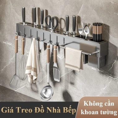 Giá treo bếp HABO - Giá để dao kéo, ống đựng đũa thìa, thanh treo khăn, móc xẻng vá, chỉ 112.000 VNĐ