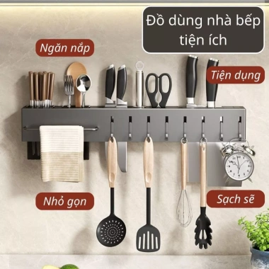Giá treo đa năng cài dao kéo, hợp kim nhôm không gỉ, tặng keo dán cường lực – 104.000₫