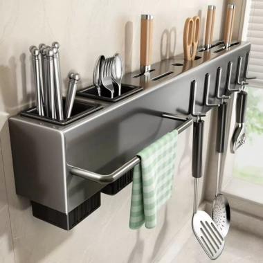 Giá treo đa năng cài dao kéo, hợp kim nhôm không gỉ, tặng keo dán cường lực – 104.000₫
