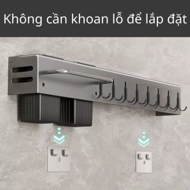 Giá treo đa năng cài dao kéo, hợp kim nhôm không gỉ, tặng keo dán cường lực – 104.000₫