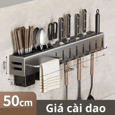 Giá treo đa năng cài dao kéo, hợp kim nhôm không gỉ, tặng keo dán cường lực – 104.000₫