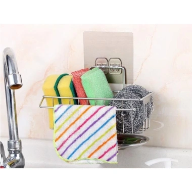 Giá treo dán tường inox 304 đồ rửa chén bát, khay hứng nước tiện dụng - 24.500₫