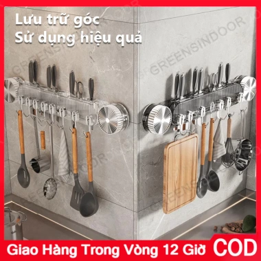 Giá Treo Dao Kéo Đa Năng Dính Tường Hít Chân Không 8 Móc Treo Tiện Dụng Cho Nhà Bếp - Giá 73.500₫