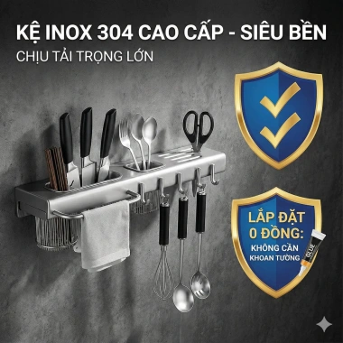 Giá treo dao tường không khoan - Đa năng nhà bếp, chống gỉ, tiết kiệm không gian