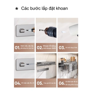 Giá treo dao tường không khoan - Đa năng nhà bếp, chống gỉ, tiết kiệm không gian 5 Giá treo dao tường không khoan - Đa năng nhà bếp, chống gỉ, tiết kiệm không gian 5