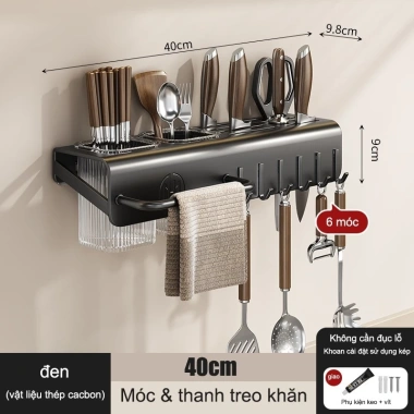 Giá treo dao tường không khoan - Đa năng nhà bếp, chống gỉ, tiết kiệm không gian