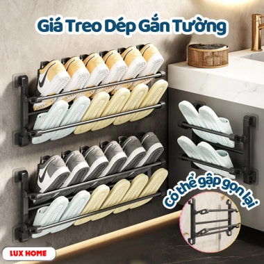 Giá Treo Dép Gắn Tường Đa Năng, Kệ Treo Khăn Thép Không Gỉ Gấp Lại Dễ Dàng 70k