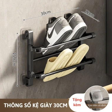 Giá treo dép gắn tường không cần khoan - kệ treo khăn gập lại thông minh cho nhà tắm 9