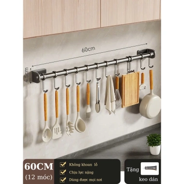 Giá treo đồ đa năng inox không gỉ dán tường không khoan CJ-044 – Chỉ 105.000₫