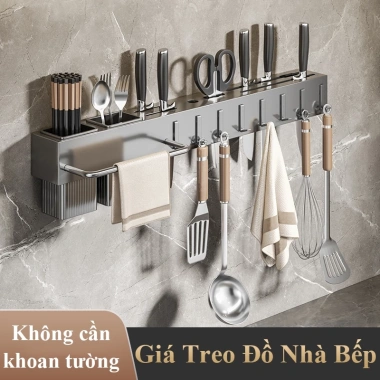 Giá treo đồ nhà bếp thép carbon chắc chắn, tiện lợi, kèm ống đựng đũa - giá 112.000₫ 2 Giá treo đồ nhà bếp thép carbon chắc chắn, tiện lợi, kèm ống đựng đũa - giá 112.000₫ 2