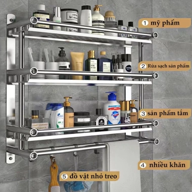 Giá treo đồ nhà tắm LUXE Inox 304 1-3 tầng - Gắn tường, siêu bền, chỉ 135.000 VND 2 Giá treo đồ nhà tắm LUXE Inox 304 1-3 tầng - Gắn tường, siêu bền, chỉ 135.000 VND 2