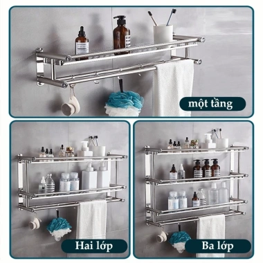 Giá treo đồ nhà tắm LUXE Inox 304 1-3 tầng - Gắn tường, siêu bền, chỉ 135.000 VND