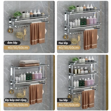 Giá treo đồ nhà tắm LUXE Inox 304 1-3 tầng - Gắn tường, siêu bền, chỉ 135.000 VND