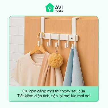Giá Treo Đồ Sau Cánh Cửa 5 Móc AVI-MT2 Kim Loại Siêu Bền - Tiết Kiệm Không Gian, Đa Năng, Gọn Gàng, Giá Chỉ 59.000₫