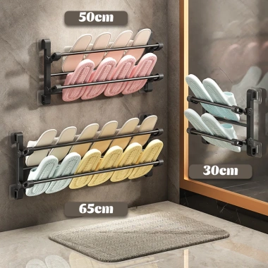 Giá Treo Giày Dép Đa Năng Gắn Tường - Kệ Treo Khăn Thép Không Gỉ, Gấp Lại Tiện Lợi, 76.000₫