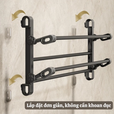 Giá Treo Giày Dép Đa Năng Gắn Tường - Kệ Treo Khăn Thép Không Gỉ, Gấp Lại Tiện Lợi, 76.000₫