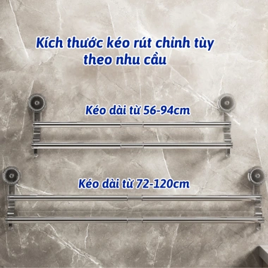 Giá Treo Khăn 2 Tầng Điều Chỉnh Độ Dài - Kệ Đồ, Thanh Treo, Phơi Đồ, Hút Chân Không - Giá chỉ 118k 4 Giá Treo Khăn 2 Tầng Điều Chỉnh Độ Dài - Kệ Đồ, Thanh Treo, Phơi Đồ, Hút Chân Không - Giá chỉ 118k 4