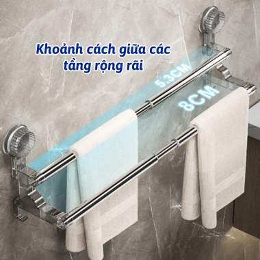 Giá Treo Khăn 2 Tầng Điều Chỉnh Độ Dài - Kệ Đồ, Thanh Treo, Phơi Đồ, Hút Chân Không - Giá chỉ 118k 5 Giá Treo Khăn 2 Tầng Điều Chỉnh Độ Dài - Kệ Đồ, Thanh Treo, Phơi Đồ, Hút Chân Không - Giá chỉ 118k 5