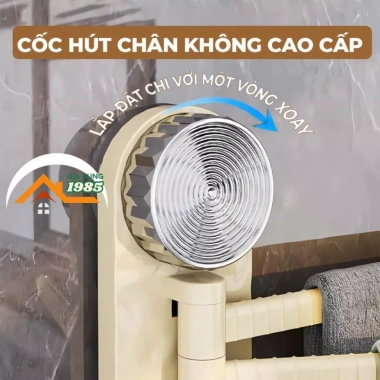 Giá treo khăn 3 thanh gắn tường xoay 180° hút chân không - Đa năng phòng tắm, bếp, giảm còn 43.000₫