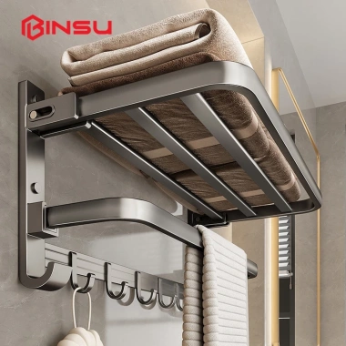 Giá treo khăn BINSU nhôm hàng không - Kệ nhà tắm dán/khoan tường, chỉ 250.000 VNĐ