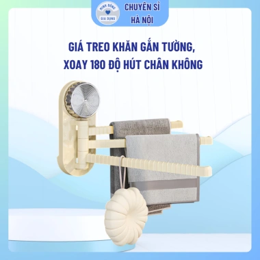Giá Treo Khăn Gắn Tường Xoay 180 độ Hút Chân Không - Đa Năng Phòng Tắm và Bếp