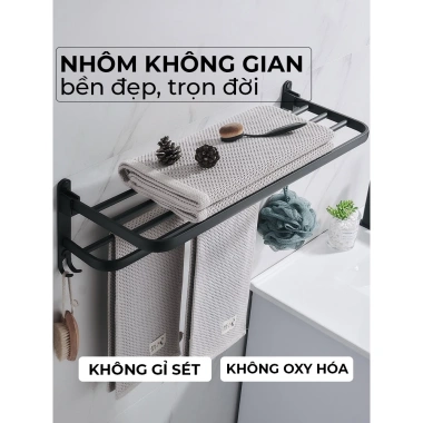 Giá Treo Khăn Gấp Gọn Nhôm Cao Cấp, Kệ Đựng Đồ Gắn Tường Nhà Tắm CB27 - 179.000 VND