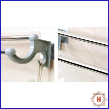 Giá Treo Khăn Inox 2 Tầng 55cm - Không Khoan Vít, Dùng Cho Nhà Tắm, Giá 30.000₫