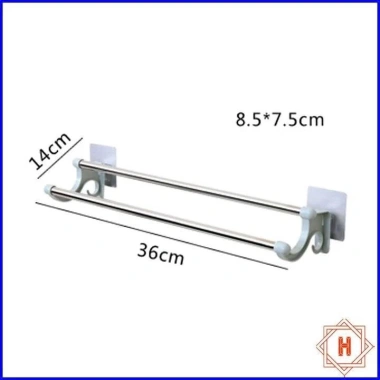 Giá Treo Khăn Inox 2 Tầng 55cm - Không Khoan Vít, Dùng Cho Nhà Tắm, Giá 30.000₫
