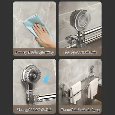 Giá treo khăn mặt, khăn tắm, treo dép không khoan đục – Chỉ 75.000đ