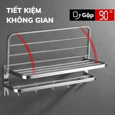 Giá treo khăn nhà tắm dán tường Inox 304 gấp gọn, móc di động, nhiều kích thước - 179k