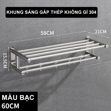 Giá treo khăn nhà tắm dán tường Inox 304 gấp gọn, móc di động, nhiều kích thước - 179k