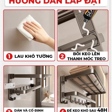 Giá treo khăn nhà tắm Enomax dán tường, thanh treo quần áo, thép chống gỉ, 350.000₫ 9 Giá treo khăn nhà tắm Enomax dán tường, thanh treo quần áo, thép chống gỉ, 350.000₫ 9