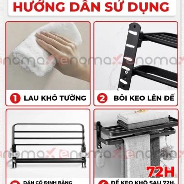 Giá treo khăn nhà tắm Enomax dán tường – thép carbon chống gỉ, bảo hành 10 năm, 350.000₫ 8 Giá treo khăn nhà tắm Enomax dán tường – thép carbon chống gỉ, bảo hành 10 năm, 350.000₫ 8