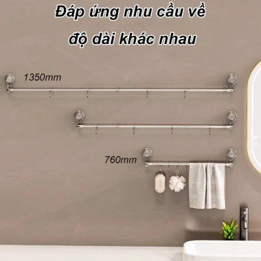 Giá treo khăn phòng tắm co giãn không cần khoan - xoay 180°, inox bền đẹp, giảm còn 96.910₫