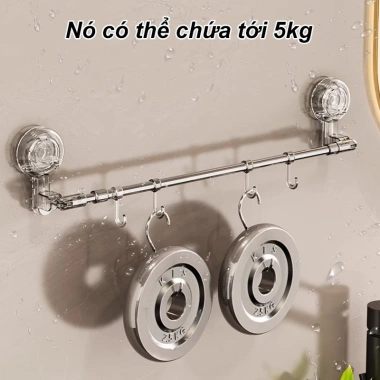 Giá treo khăn phòng tắm co giãn không cần khoan - xoay 180°, inox bền đẹp, giảm còn 96.910₫